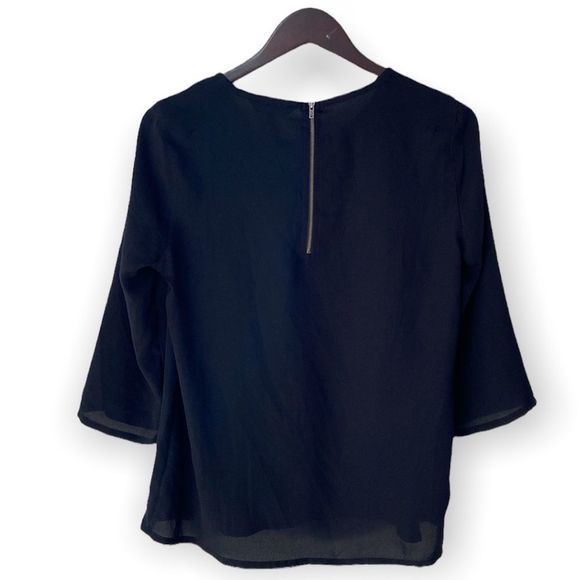 EXPRESS Leather Look Back Zip Blouse - Picture 2 of 9